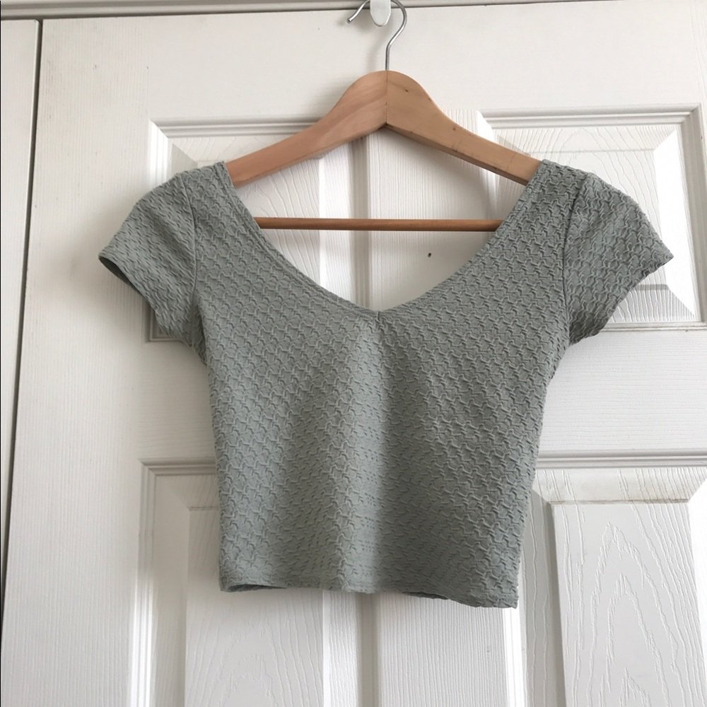 Green low cut crop top